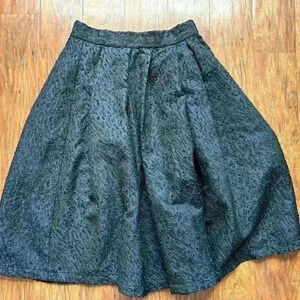 Textured Ballon Flare Skirt Specks of Black Feminine Prom Formal Whimsical
